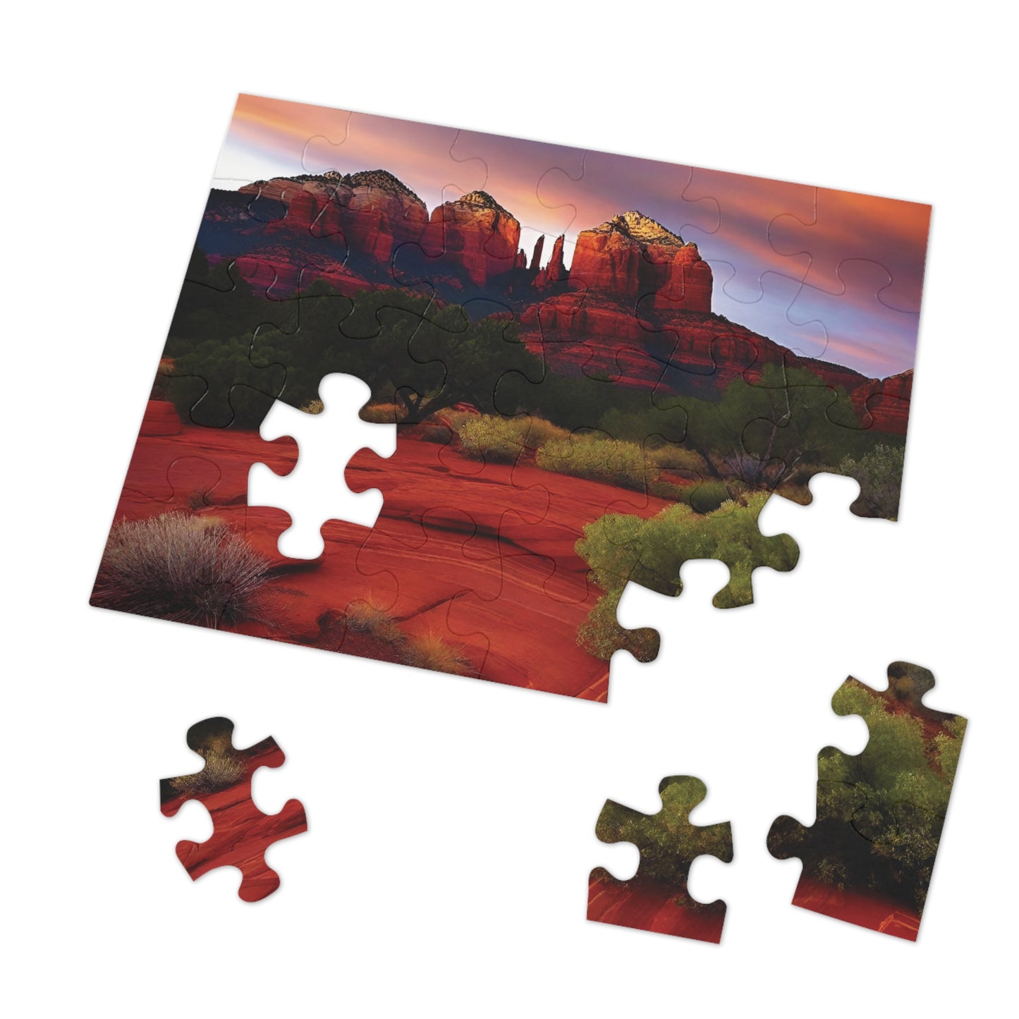 Close-up of Red Rock puzzle details