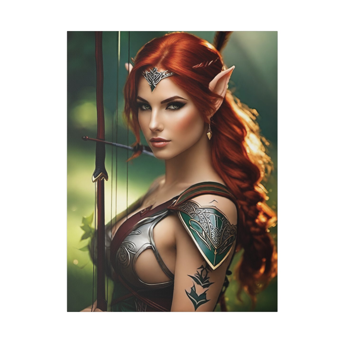 Fantasy art of elf archer with red hair