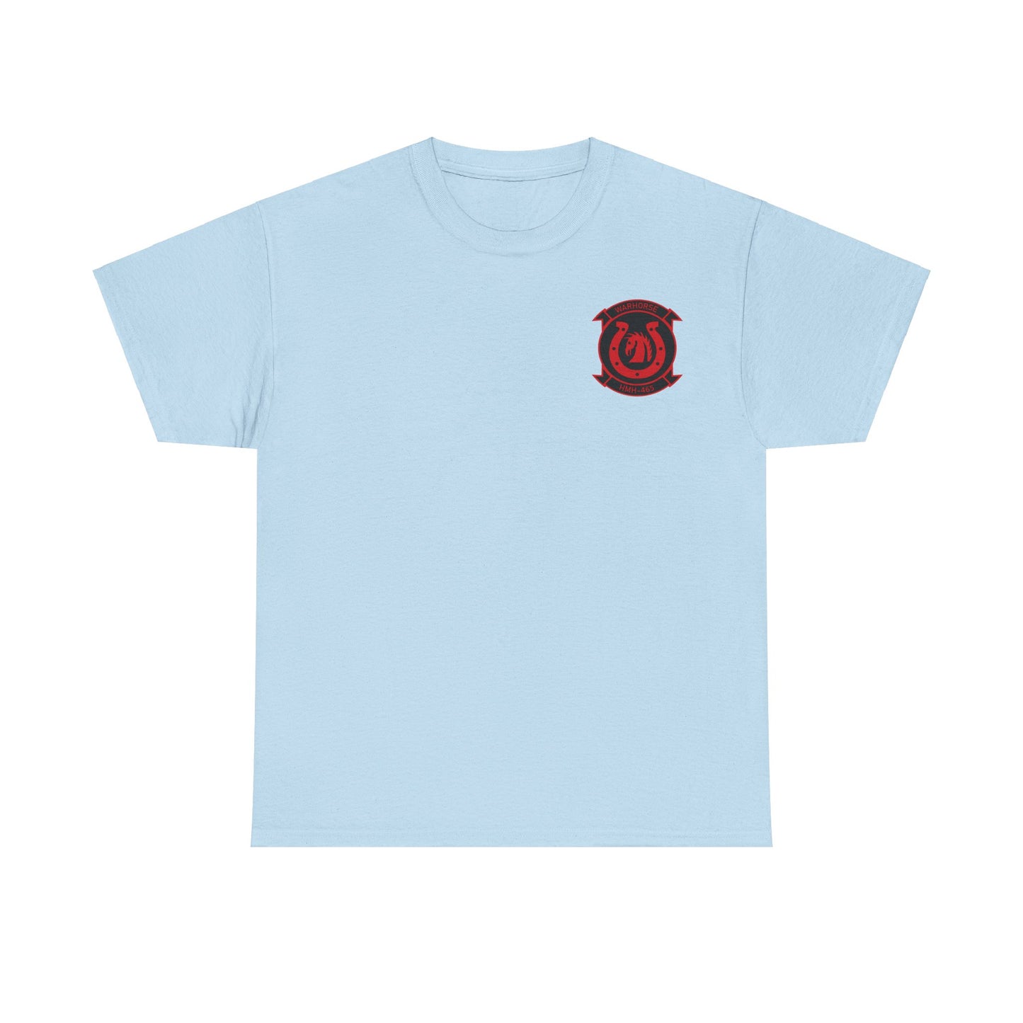 Warhorse emblem on chest of unisex cotton tee