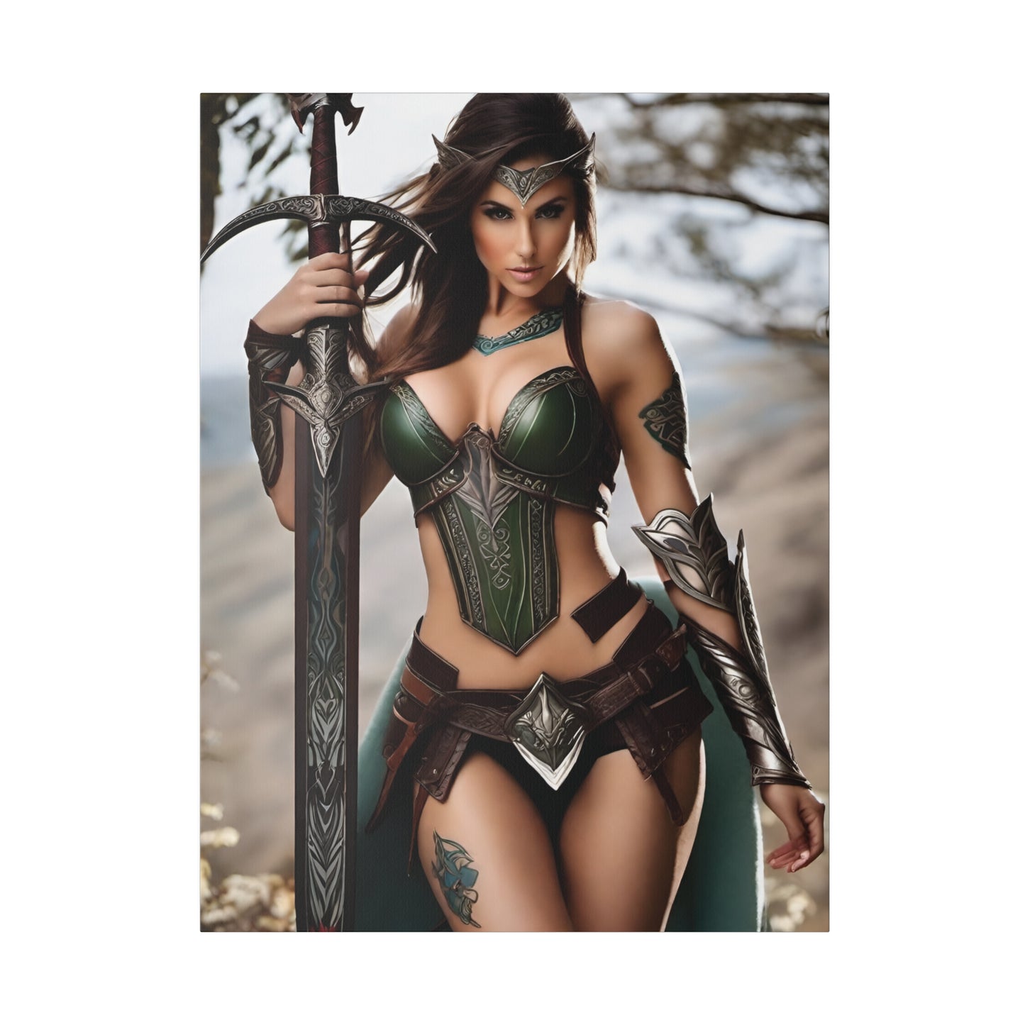 Fantasy artwork of woman with greatsword