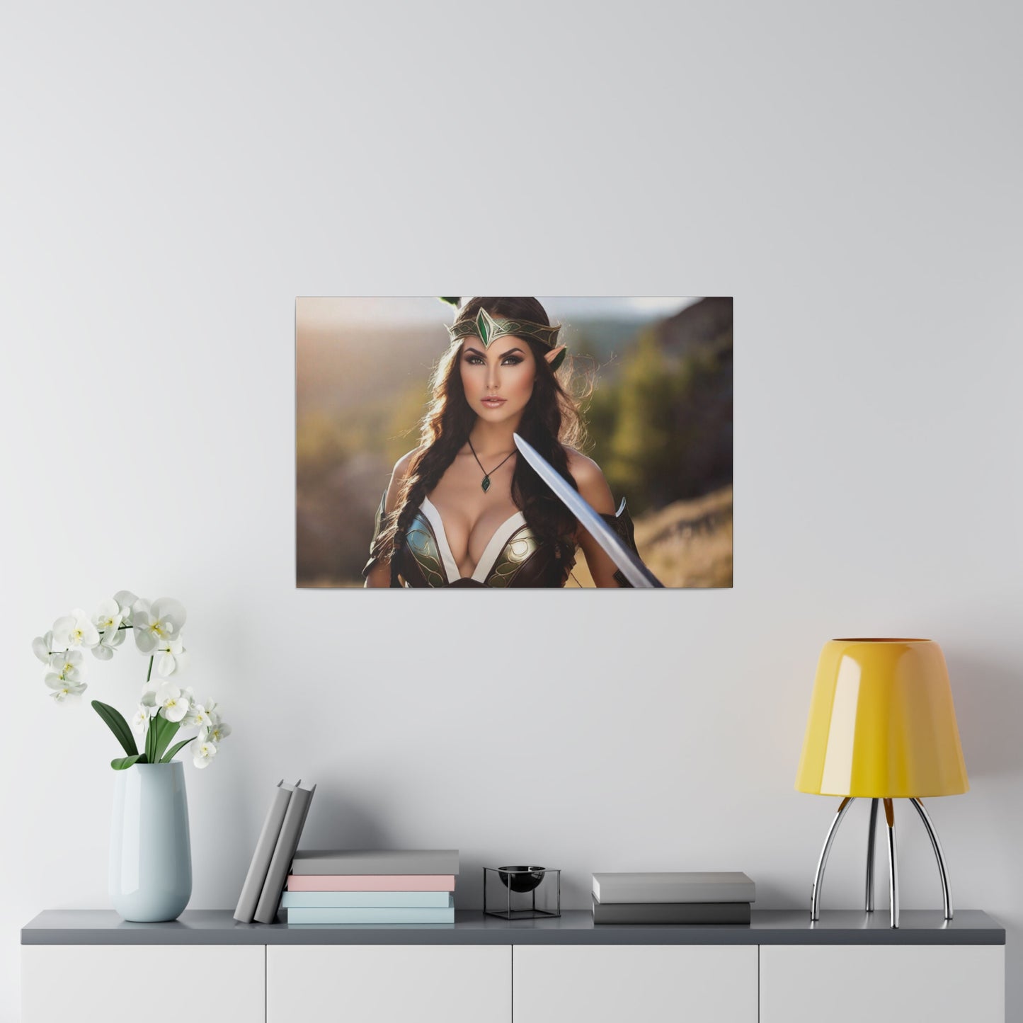 Bold elven warrior in vibrant colors