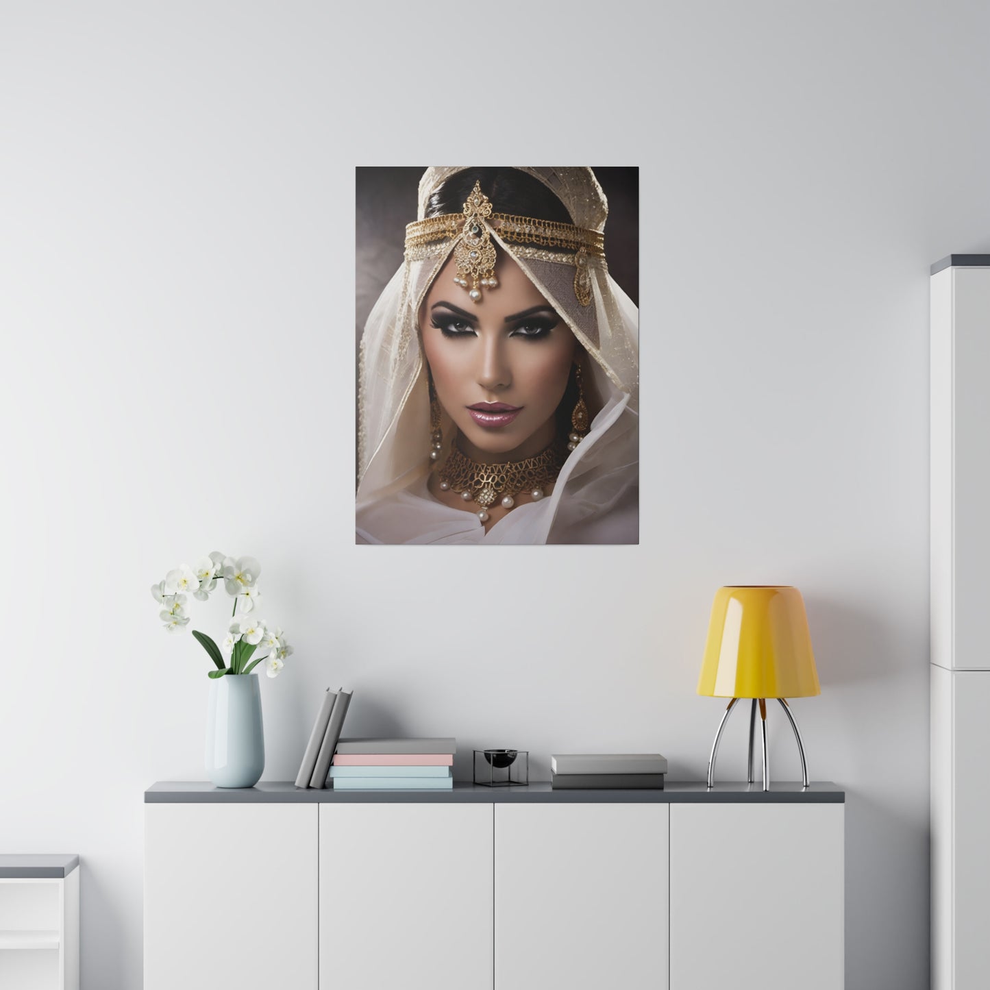Woman of fantasy in delicate white veil