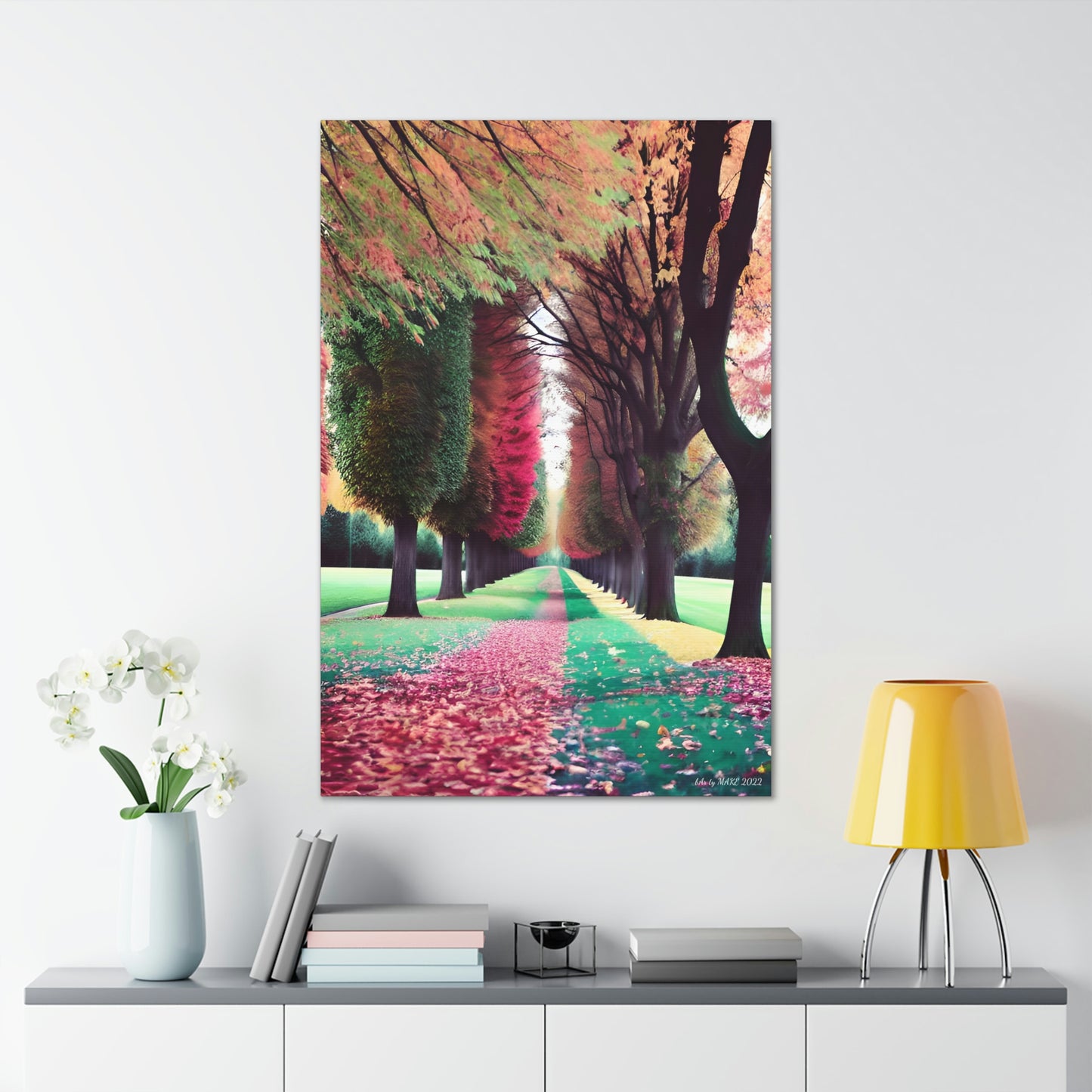 Beautiful lane with diverse tree colors