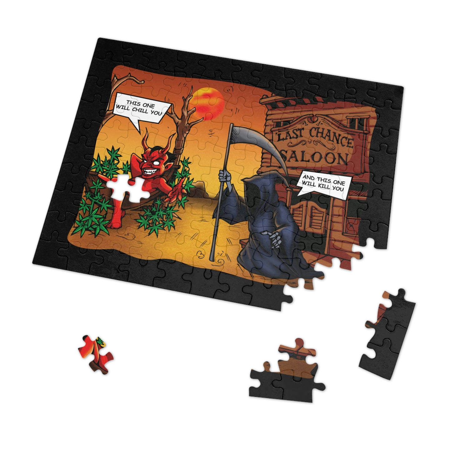 Western jigsaw puzzle featuring saloon interior