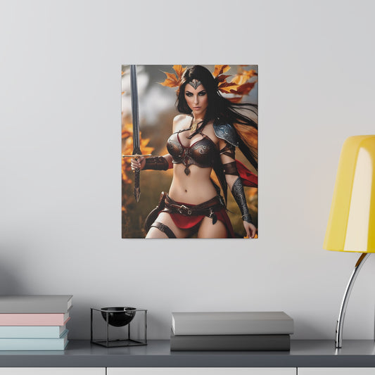 Female warrior in red with sword