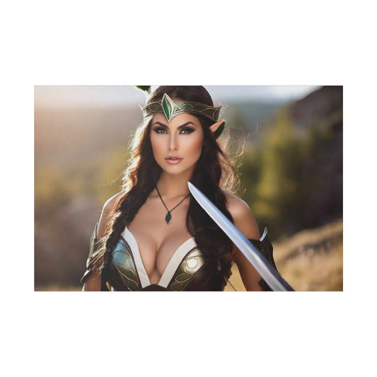 Intricate wall art of elven Amazon warrior