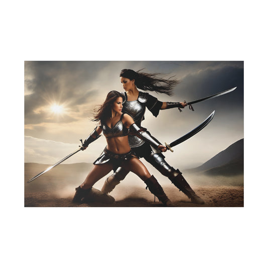 Women of fantasy fighting scene artwork