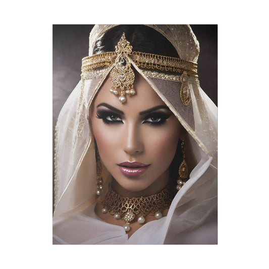 Queen in white veil with piercing eyes