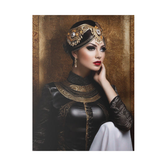 Digital art of woman with golden backdrop