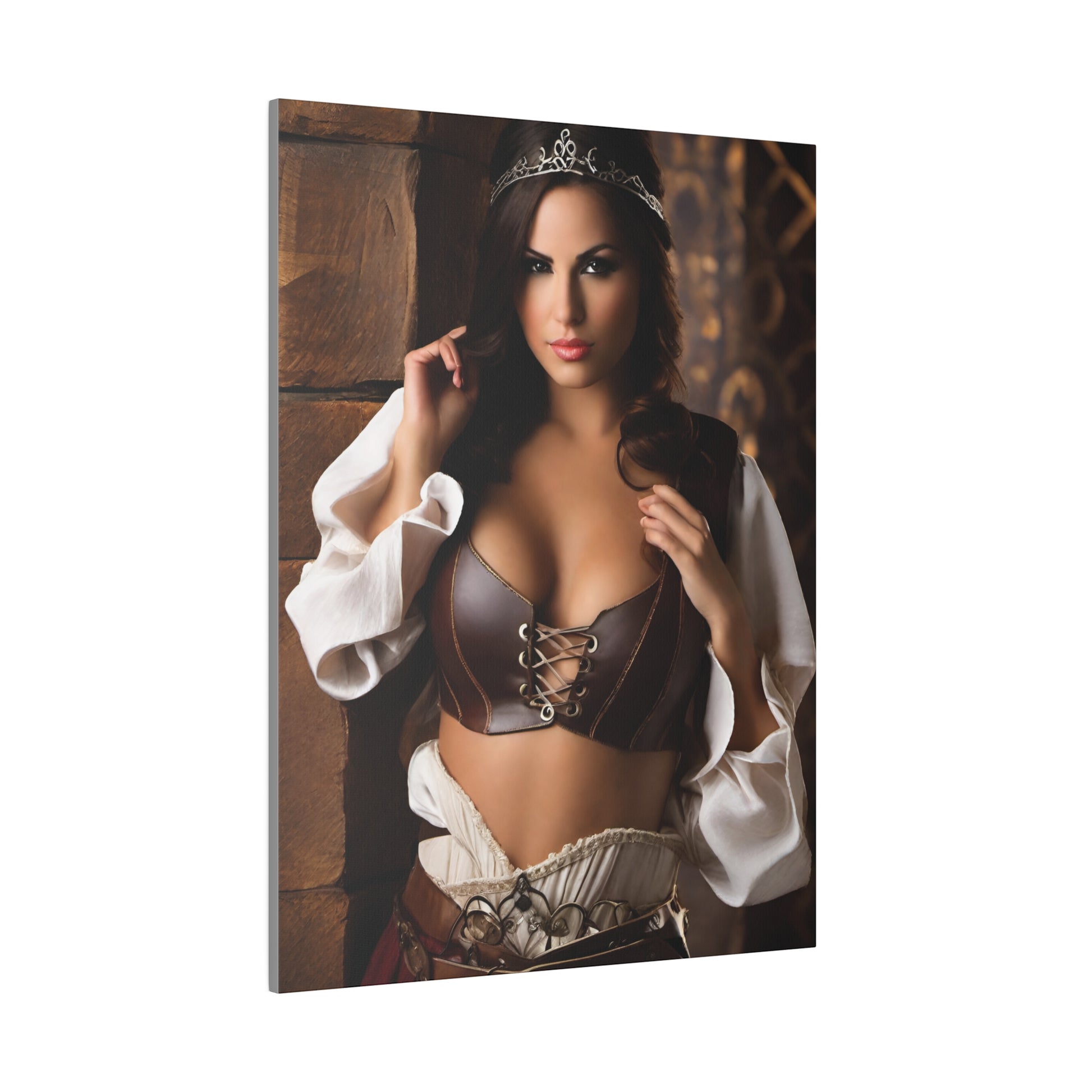 Bold woman in seductive leather gear