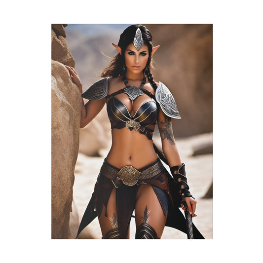 Fantasy artwork of armored elf woman