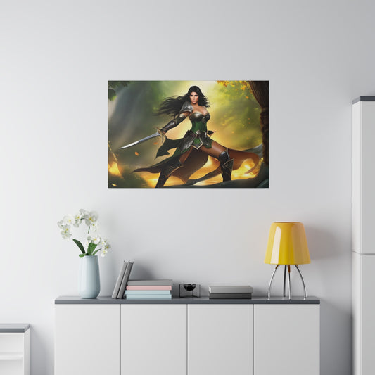 Warrior woman poised for battle art