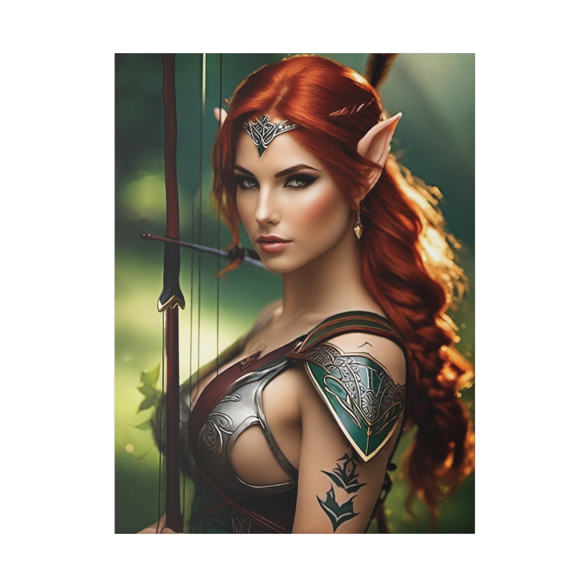 Fantasy art of elf archer with red hair