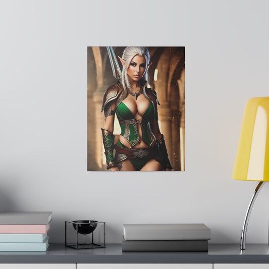 Fierce green elf in battle gear