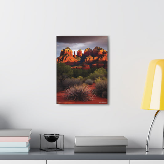 Red rock canyon with shadowy spires