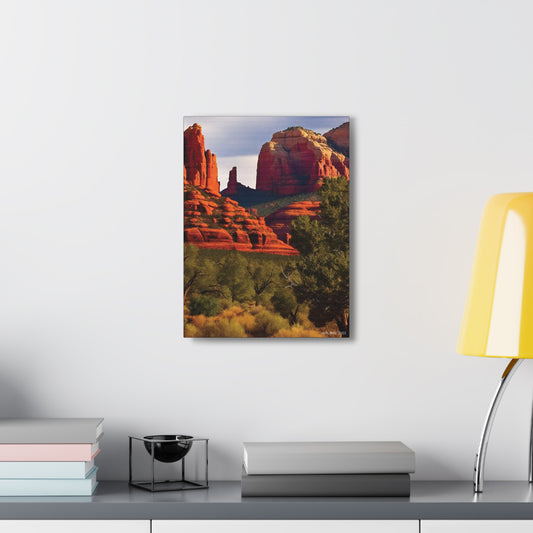 Red rock spires with rugged texture