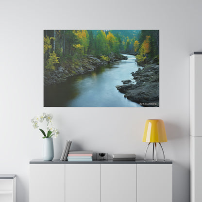 Freshwater stream in forest canvas