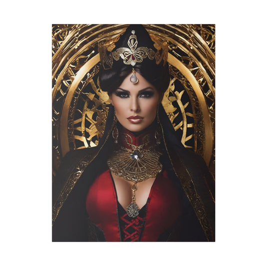 Royal woman in flowing red gown