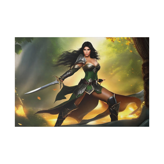 Sword-ready female warrior wall decor