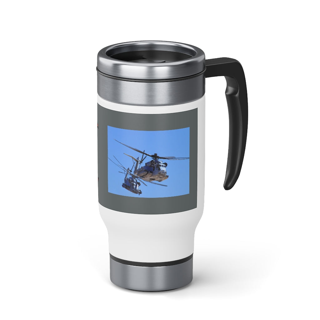 USMC travel mug with helicopter design
