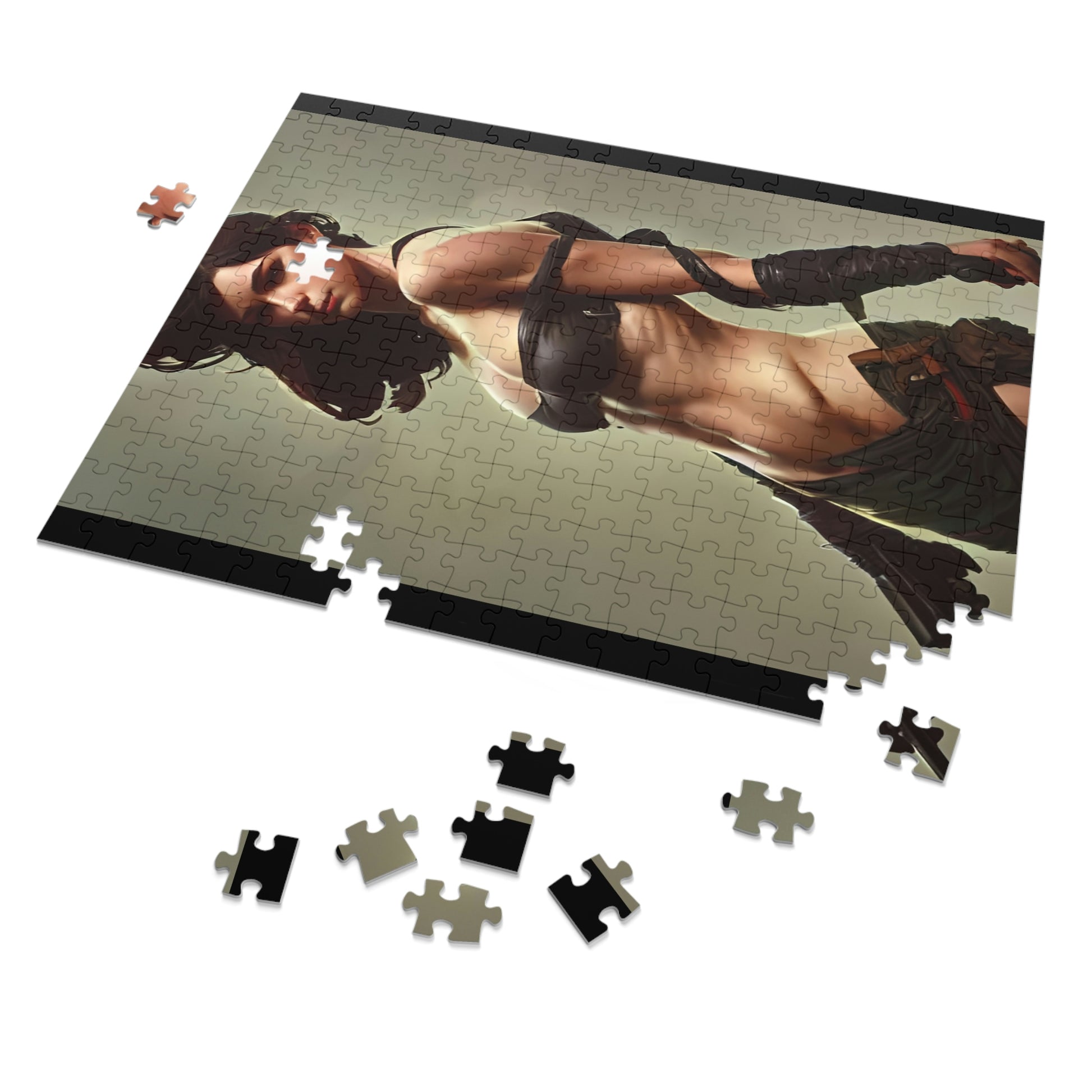 Assembling a fantasy female warrior jigsaw puzzle