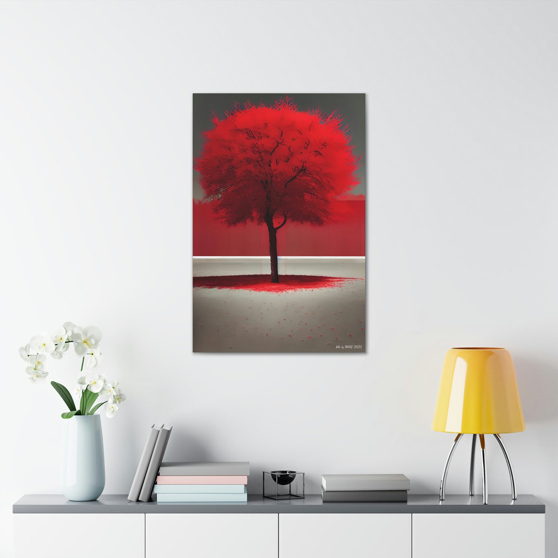 Red foliage tree with dynamic background