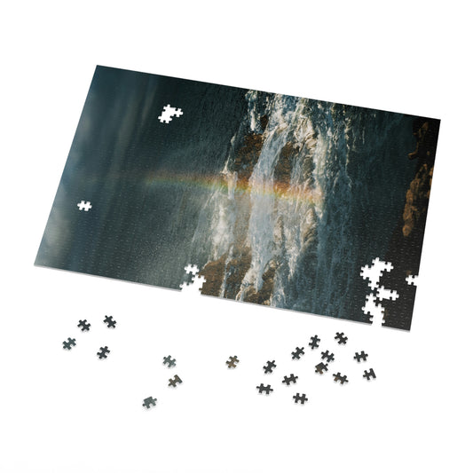 Stormy shore jigsaw puzzle with crashing waves