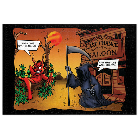 Rustic saloon scene in a jigsaw puzzle