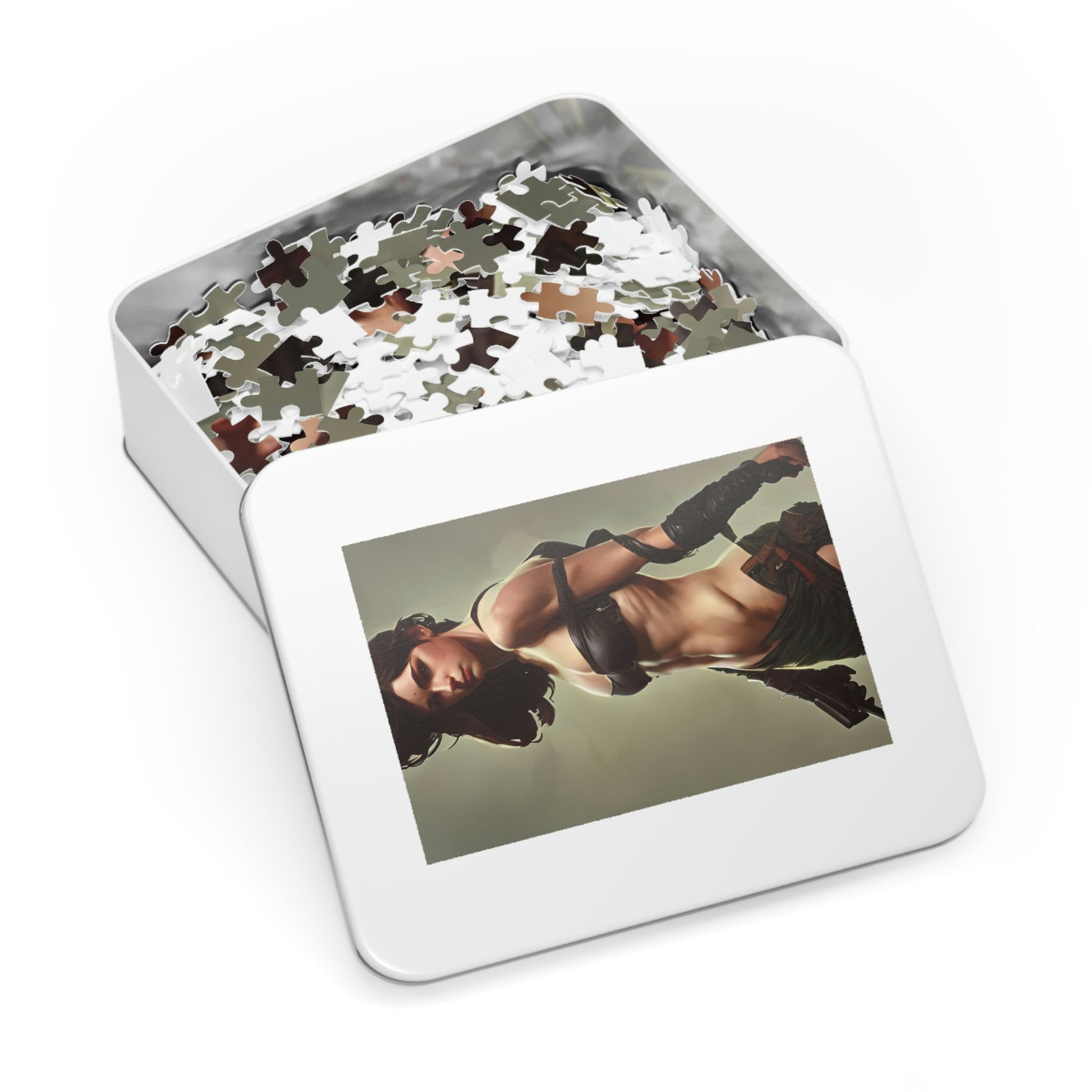 Dynamic jigsaw puzzle featuring strong warrior woman